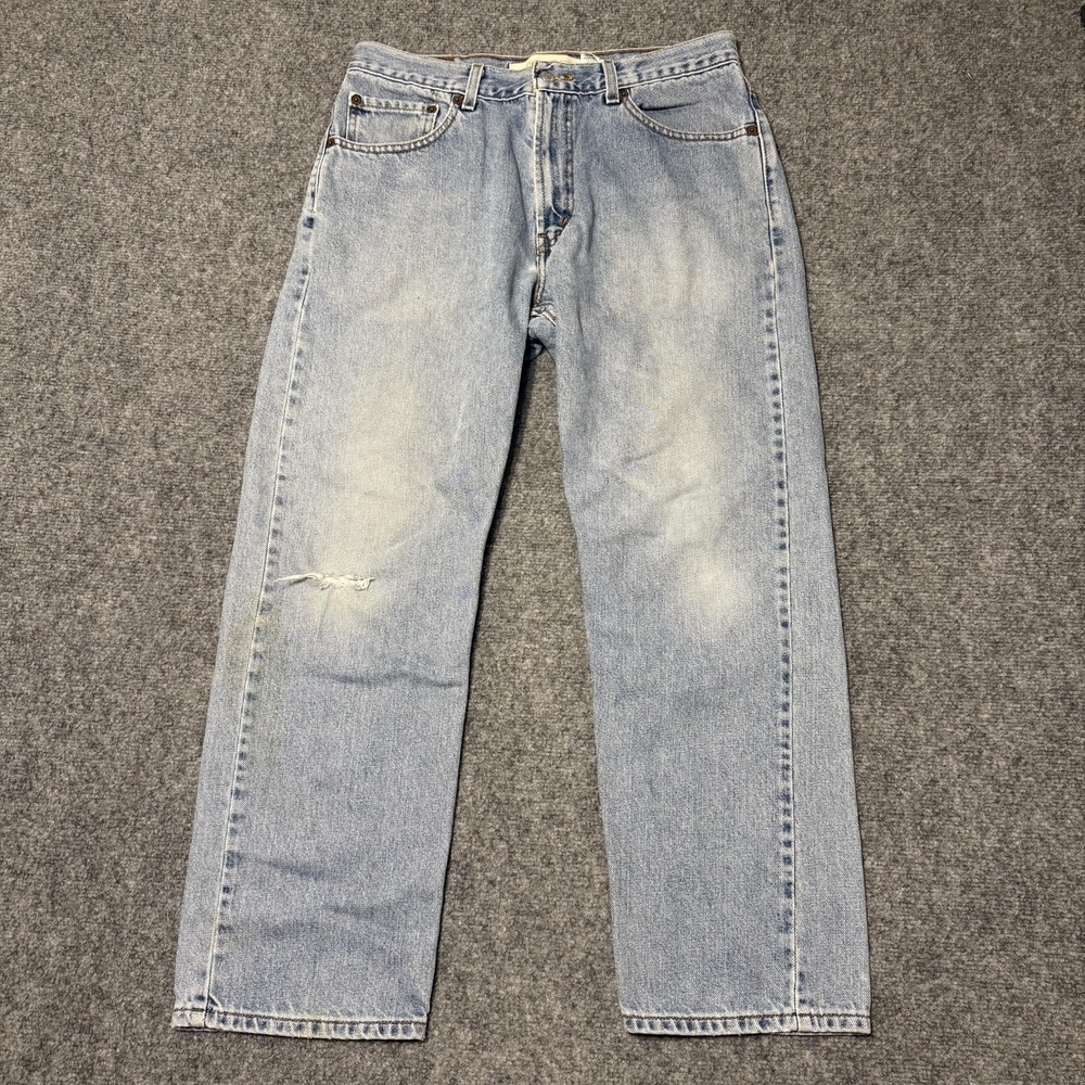 Levi's 505 Jeans Men's 34x30 Blue Denim Regular Fit Light Wash Distress Y2K